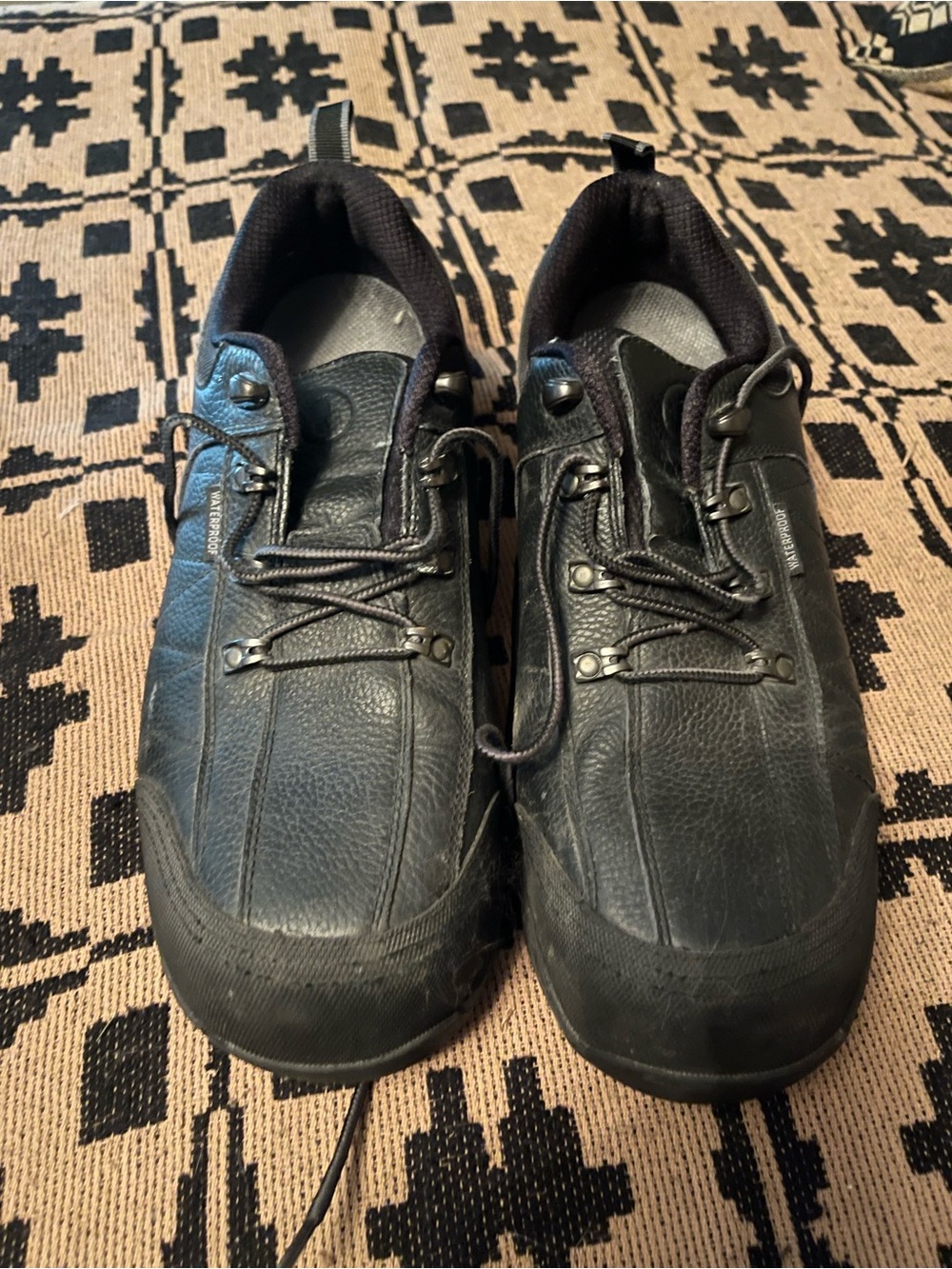 Men's Black Leather Orthopedic steel toe Lace-Up Shoes